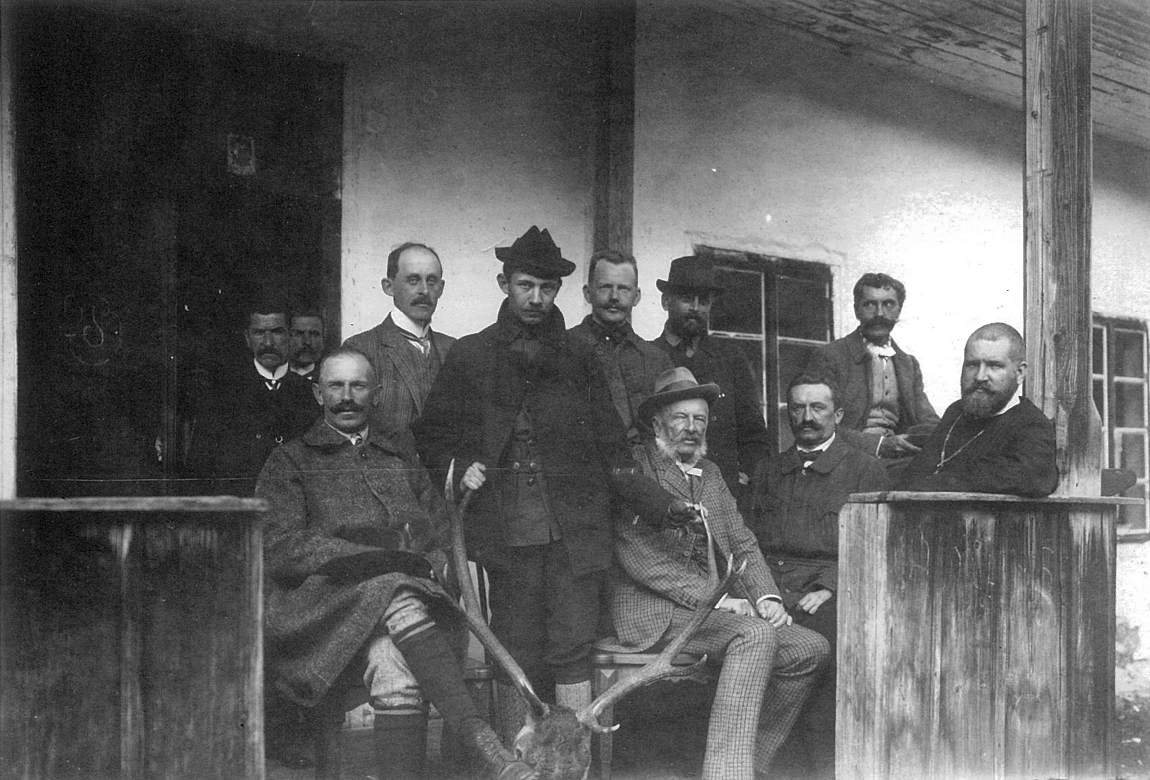The Sheptytskyi brothers with their father and friends in the village Perehinsk in 1909.